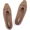 Frank Mully Ballet Flats for Women Dressy Squared Toe Knit Flat with Bowknot Casual Comfortable Slip-On Work Business Shoes for Daily Casual(Brown/Solid)
