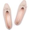 Frank Mully Ballet Flats for Women Dressy Squared Toe Knit Flat with Bowknot Casual Comfortable Slip-On Work Business Shoes for Daily Casual(Ecru/Solid)