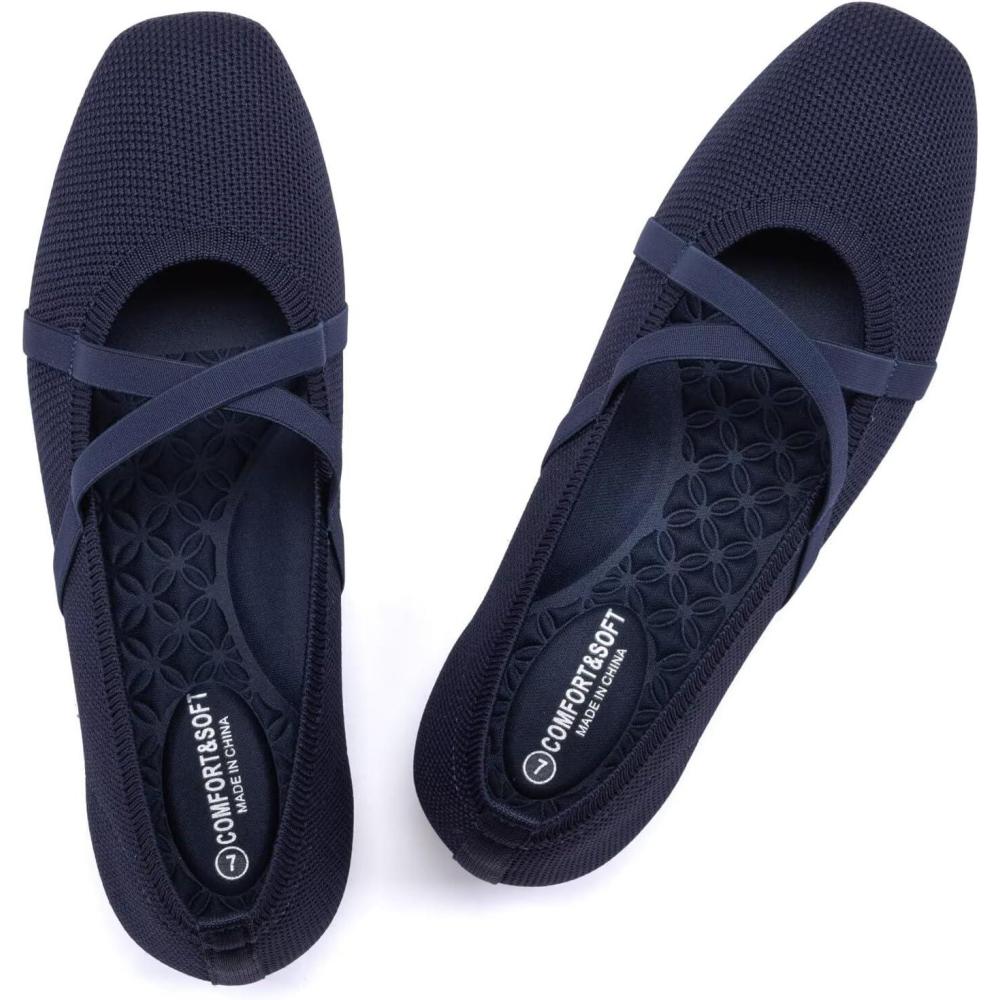 image:imageFrank Mully Mary Jane Women Flat SquareToe Ballerina Flat Shoes Comfortable for Dressy and Work with Cross StrapBlue