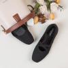 Frank Mully Mary Jane Women Flat Square-Toe Ballerina Flat Shoes Comfortable for Dressy and Work with Cross Strap(Black)