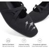 Frank Mully Mary Jane Women Flat Square-Toe Ballerina Flat Shoes Comfortable for Dressy and Work with Cross Strap(Black)