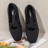 Frank Mully Mary Jane Women Flat Square-Toe Ballerina Flat Shoes Comfortable for Dressy and Work with Cross Strap(Black)