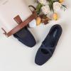 Frank Mully Mary Jane Women Flat Square-Toe Ballerina Flat Shoes Comfortable for Dressy and Work with Cross Strap(Blue)