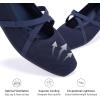 Frank Mully Mary Jane Women Flat Square-Toe Ballerina Flat Shoes Comfortable for Dressy and Work with Cross Strap(Blue)