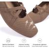 Frank Mully Mary Jane Women Flat Square-Toe Ballerina Flat Shoes Comfortable for Dressy and Work with Cross Strap(Brown)