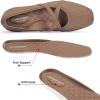 Frank Mully Mary Jane Women Flat Square-Toe Ballerina Flat Shoes Comfortable for Dressy and Work with Cross Strap(Brown)