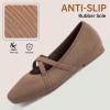 Frank Mully Mary Jane Women Flat Square-Toe Ballerina Flat Shoes Comfortable for Dressy and Work with Cross Strap(Brown)