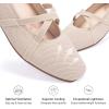 Frank Mully Mary Jane Women Flat Square-Toe Ballerina Flat Shoes Comfortable for Dressy and Work with Cross Strap(Camel)