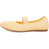 Frank Mully Womens Ballet Flats Casual Round Toe Knit Fabric Flats for Women with Single Strap Ballerina Flat Shoes Lightweight Dressy Shoes for Woman(Light Yellow)