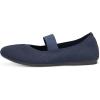 Frank Mully Womens Ballet Flats Casual Round Toe Knit Fabric Flats for Women with Single Strap Ballerina Flat Shoes Lightweight Dressy Shoes for Woman(Dark Blue)