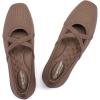 Frank Mully Mary Jane Women Flat Square-Toe Ballerina Flat Shoes Comfortable for Dressy and Work with Cross Strap(Brown)