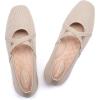 Frank Mully Mary Jane Women Flat Square-Toe Ballerina Flat Shoes Comfortable for Dressy and Work with Cross Strap(Camel)