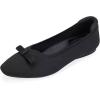 Frank Mully Ballet Flats for Women Dressy Squared Toe Knit Flat with Bowknot Casual Comfortable Slip-On Work Business Shoes for Daily Casual(All Black)