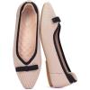 Frank Mully Ballet Flats for Women Dressy Squared Toe Knit Flat with Bowknot Casual Comfortable Slip-On Work Business Shoes for Daily Casual(Khaki/Black)
