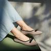 Frank Mully Ballet Flats for Women Dressy Squared Toe Knit Flat with Bowknot Casual Comfortable Slip-On Work Business Shoes for Daily Casual(Khaki/Black)