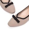 Frank Mully Ballet Flats for Women Dressy Squared Toe Knit Flat with Bowknot Casual Comfortable Slip-On Work Business Shoes for Daily Casual(Khaki/Black)