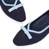 Frank Mully Ballet Flats for Women Dressy Squared Toe Knit Flat with Bowknot Casual Comfortable Slip-On Work Business Shoes for Daily Casual(Navy/Blue)