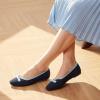 Frank Mully Ballet Flats for Women Dressy Squared Toe Knit Flat with Bowknot Casual Comfortable Slip-On Work Business Shoes for Daily Casual(Navy/Blue)