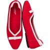 Frank Mully Ballet Flats for Women Dressy Squared Toe Knit Flat with Bowknot Casual Comfortable Slip-On Work Business Shoes for Daily Casual(Red/White)