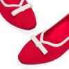 Frank Mully Ballet Flats for Women Dressy Squared Toe Knit Flat with Bowknot Casual Comfortable Slip-On Work Business Shoes for Daily Casual(Red/White)