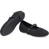 Frank Mully Little Girls Knitted Mary Jane Flats Breathable Mesh Girl Shoes, Flexible Round Toe Casual Dress Flats for School with Cushioned Insole(Black)