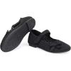 Frank Mully Little Girls Knitted Mary Jane Flats Breathable Mesh Girl Shoes, Flexible Round Toe Casual Dress Flats for School with Cushioned Insole(Black With Bow)