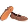 Frank Mully Little Girls Knitted Mary Jane Flats Breathable Mesh Girl Shoes, Flexible Round Toe Casual Dress Flats for School with Cushioned Insole(Brown)