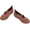 Frank Mully Little Girls Knitted Mary Jane Flats Breathable Mesh Girl Shoes, Flexible Round Toe Casual Dress Flats for School with Cushioned Insole(Brown)