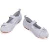 Frank Mully Little Girls Knitted Mary Jane Flats Breathable Mesh Girl Shoes, Flexible Round Toe Casual Dress Flats for School with Cushioned Insole(Light Grey)