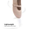 Frank Mully Little Girls Knitted Mary Jane Flats Breathable Mesh Girl Shoes, Flexible Round Toe Casual Dress Flats for School with Cushioned Insole(Nude)