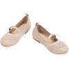 Frank Mully Little Girls Knitted Mary Jane Flats Breathable Mesh Girl Shoes, Flexible Round Toe Casual Dress Flats for School with Cushioned Insole(Nude)