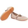 Frank Mully Little Girls Knitted Mary Jane Flats Breathable Mesh Girl Shoes, Flexible Round Toe Casual Dress Flats for School with Cushioned Insole(Nude)