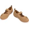 Frank Mully Little Girls Knitted Mary Jane Flats Breathable Mesh Girl Shoes, Flexible Round Toe Casual Dress Flats for School with Cushioned Insole(Orange)