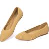 Frank Mully Women’s Flats Knit Pointed Toe Ballet Flats Arch Support Machine Washable Shoes Women Dressy Comfortable(Amber)