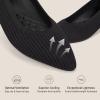 Frank Mully Women’s Flats Knit Pointed Toe Ballet Flats Arch Support Machine Washable Shoes Women Dressy Comfortable(Black)