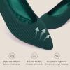 Frank Mully Women’s Flats Knit Pointed Toe Ballet Flats Arch Support Machine Washable Shoes Women Dressy Comfortable(Green)
