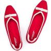 Frank Mully Ballet Flats for Women Dressy Squared Toe Knit Flat with Bowknot Casual Comfortable Slip-On Work Business Shoes for Daily Casual(Red/White)