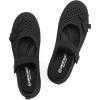Frank Mully Little Girls Knitted Mary Jane Flats Breathable Mesh Girl Shoes, Flexible Round Toe Casual Dress Flats for School with Cushioned Insole(Black With Bow)