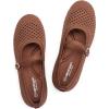 Frank Mully Little Girls Knitted Mary Jane Flats Breathable Mesh Girl Shoes, Flexible Round Toe Casual Dress Flats for School with Cushioned Insole(Brown)