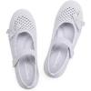 Frank Mully Little Girls Knitted Mary Jane Flats Breathable Mesh Girl Shoes, Flexible Round Toe Casual Dress Flats for School with Cushioned Insole(Light Grey)