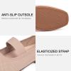 Frank Mully Women’s Ballet Flats Slip on Casual Knitted Fabric Shoes Square-Toe Flats with Elastic Straps for Women(6091ecru)