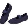 Frank Mully Women’s Ballet Flats Slip on Casual Knitted Fabric Shoes Square-Toe Flats with Elastic Straps for Women(6091navy)