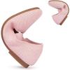 Frank Mully Women’s Ballet Flats Slip on Casual Knitted Fabric Shoes Square-Toe Flats with Elastic Straps for Women(6091pink)