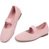 Frank Mully Women’s Ballet Flats Slip on Casual Knitted Fabric Shoes Square-Toe Flats with Elastic Straps for Women(6091pink)