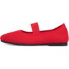 Frank Mully Women’s Ballet Flats Slip on Casual Knitted Fabric Shoes Square-Toe Flats with Elastic Straps for Women(6091red)