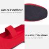 Frank Mully Women’s Ballet Flats Slip on Casual Knitted Fabric Shoes Square-Toe Flats with Elastic Straps for Women(6091red)