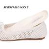 Frank Mully Women’s Mesh Flats Round Toe Foldable Dressy Shoes with Bow-Knot Cute Ballet Knit Flats Casual Business Office(Ivory/Mesh)