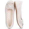 Frank Mully Women’s Mesh Flats Round Toe Foldable Dressy Shoes with Bow-Knot Cute Ballet Knit Flats Casual Business Office(Ivory/Mesh)