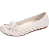 Frank Mully Women’s Mesh Flats Round Toe Foldable Dressy Shoes with Bow-Knot Cute Ballet Knit Flats Casual Business Office(Ivory/Mesh)