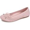 Frank Mully Women’s Mesh Flats Round Toe Foldable Dressy Shoes with Bow-Knot Cute Ballet Knit Flats Casual Business Office(Pink/Mesh)
